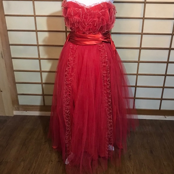 Vintage Dresses & Skirts - vintage red tulle prom dress vlv 50s rockabilly Vintage Dresses & Skirts - vintage red tulle prom dress vlv 50s rockabilly